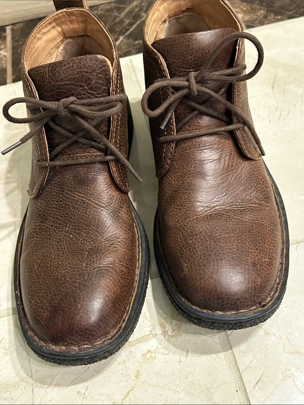 Born Brown Leather Chukka Boots with Lace-Up
